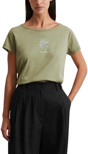 Marc O'Polo Damen T-Shirt mit U-Boot Ausschnitt Regular Fit, Grün (Smooth Sage), L von Marc O'Polo