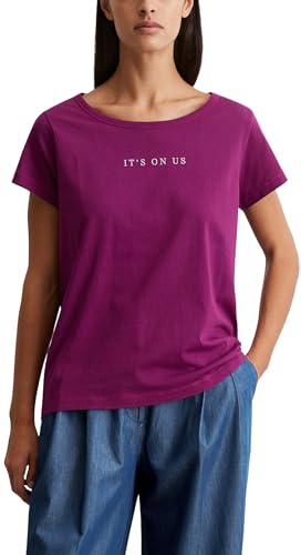 Marc O'Polo Damen T-Shirt mit U-Boot Ausschnitt Regular Fit, Lila (Fresh Berry), XL von Marc O'Polo