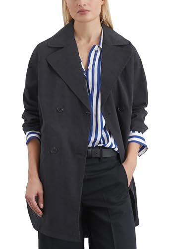 Marc O'Polo Damen Trenchcoat mit Reverskragen Relaxed Fit, Blau (Deep Night Blue), 34 von Marc O'Polo