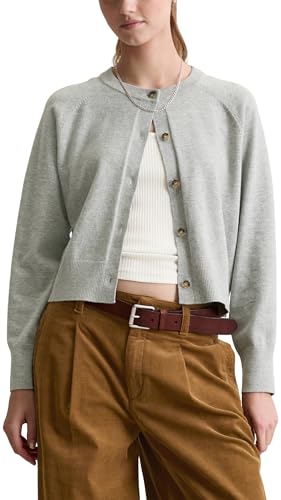 Marc OߴPolo Denim Damen Cardigan mit Rundhalsausschnitt Regular Fit, Grau (Stone Melange), M von Marc O'Polo