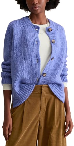 Marc OߴPolo Denim Damen Cardigan weich Relaxed Fit, Blau (Medium Blue Melange Free 03), XS von Marc O'Polo