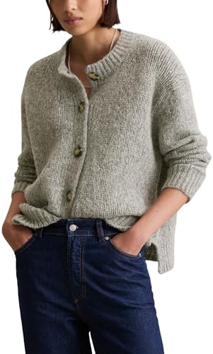 Marc OߴPolo Denim Damen Cardigan weich Relaxed Fit, Grau (Stone Melange), L von Marc O'Polo