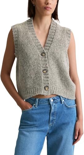 Marc OߴPolo Denim Damen Cardigan weich ärmellos, Grau (Stone Melange), S von Marc O'Polo