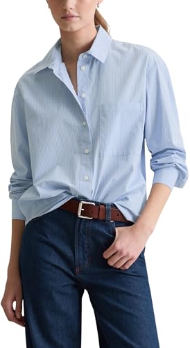 Marc OߴPolo Denim Damen Hemd mit Brusttasche Relaxed Fit, Blau (Light Blue Multi 02), M von Marc O'Polo