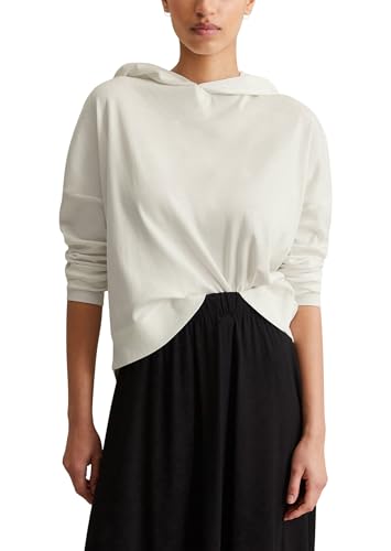 Marc O'Polo Denim Damen Hoodie mit Stretch-Anteil Relaxed Fit, Weiß (Silky White), S von Marc O'Polo