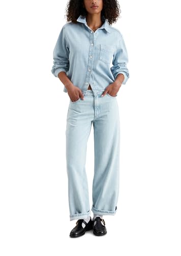 Marc O'Polo Denim Damen Jeansbluse Cropped Relaxed Fit, Blau (Light Blue Multi 24), L von Marc O'Polo