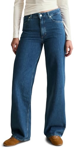 Marc OߴPolo Denim Damen Jeanshose aus Bio-Baumwolle Wide Leg, Blau (Medium Blue Multi 32), W35/L32 von Marc O'Polo