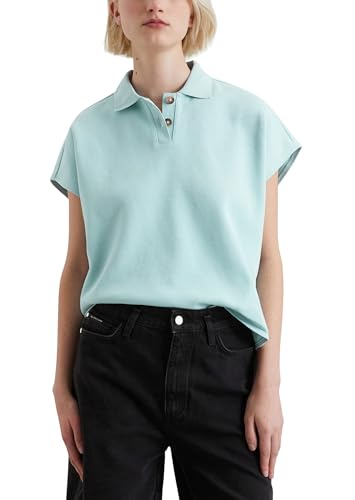Marc O'Polo Denim Damen Kurzarm-Poloshirt aus Bio-Baumwolle Wide Fit, Blau (Blue Fog), XS von Marc O'Polo