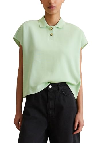 Marc O'Polo Denim Damen Kurzarm-Poloshirt aus Bio-Baumwolle Wide Fit, Grün (Mint Mist), S von Marc O'Polo