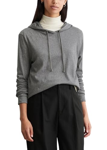Marc OߴPolo Denim Damen Langarmshirt aus Bio-Baumwolle mit Kapuze, Schwarz (Dark Shadow Melange), S von Marc O'Polo