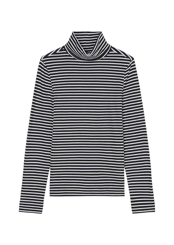 Marc O'Polo Denim Damen Langarmshirt mit Rollkragen gestreift, Blau (Dark Blue Multi 02), L von Marc O'Polo