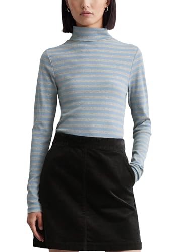 Marc O'Polo Denim Damen Langarmshirt mit Rollkragen gestreift, Blau (Medium Blue Multi 01), XL von Marc O'Polo