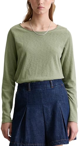 Marc OߴPolo Denim Damen Langarmshirt mit Rundhalsausschnitt Regular Fit, Grün (Desert Sage), M von Marc O'Polo