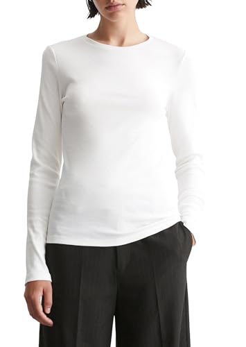 Marc O'Polo Denim Damen Langarmshirt mit Stretch-Anteil Slim Fit, Weiß (Silky White), S von Marc O'Polo