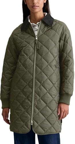 Marc OߴPolo Denim Damen Steppmantel mit Cord-Kentkragen Relaxed Fit, Grün (Pineneedle), M von Marc O'Polo