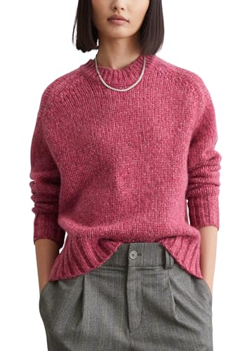 Marc O'Polo Denim Damen Strickpullover aus Woll-Mix Relaxed Fit, Schwarz (Medium Pink Melange 01), L von Marc O'Polo