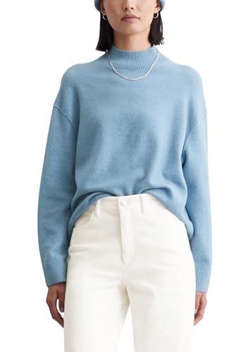 Marc O'Polo Denim Damen Strickpullover mit Stehkragen elegant, Blau (Medium Blue Melange 01), XS von Marc O'Polo