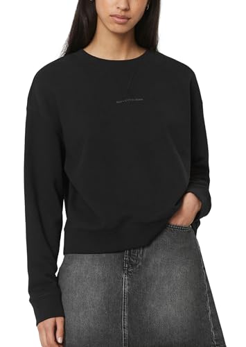 Marc OߴPolo Denim Damen Sweatshirt aus Bio-Baumwolle Relaxed Fit, Schwarz (Black Multi 01), XS von Marc O'Polo