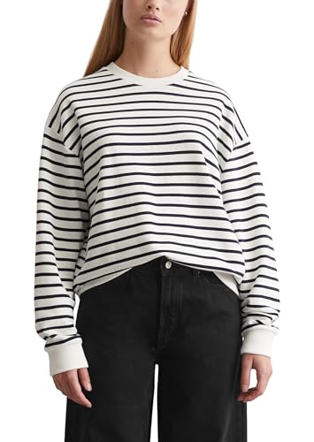 Marc O'Polo Denim Damen Sweatshirt aus Bio-Baumwolle gestreift, Blau (Dark Blue Multi 01), XXL von Marc O'Polo