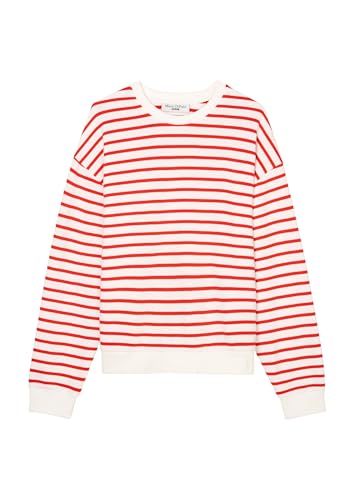 Marc O'Polo Denim Damen Sweatshirt aus Bio-Baumwolle gestreift, Rot (Medium Red Multi 1), XXS von Marc O'Polo