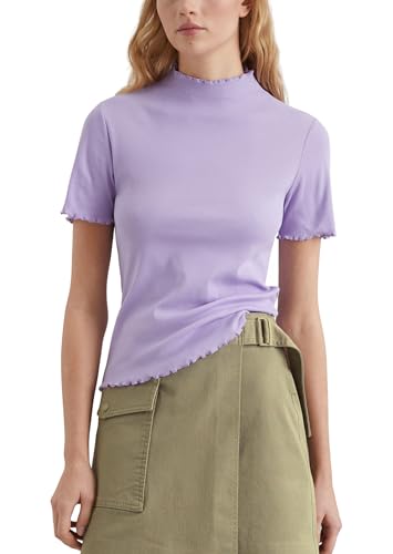 Marc O'Polo Denim Damen T-Shirt mit Rüschenkanten Slim Fit, Lila (Wild Orchid), XS von Marc O'Polo