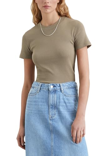 Marc O'Polo Denim Damen T-Shirt mit Rundhalsausschnitt Slim Fit, Grün (Dusky Green), L von Marc O'Polo