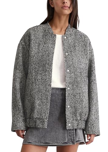 Marc O'Polo Denim Damen Übergangsjacke mit Fischgrät-Muster Relaxed Fit, Schwarz (Black Multi 11), S von Marc O'Polo