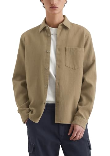 Marc O'Polo Denim Herren Hemd aus Bio-Baumwolle Regular Fit, Grün (Dusky Green), XL von Marc O'Polo