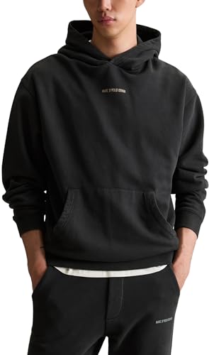 Marc OߴPolo Denim Herren Hoodie mit Logo-Print Relaxed Fit, Schwarz (Black), XXL von Marc O'Polo