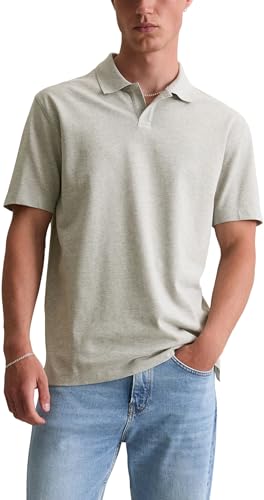 Marc O'Polo Denim Herren Kurzarm-Poloshirt aus Bio-Baumwolle Regular Fit, Grau (Light Gravel Melange), XL von Marc O'Polo