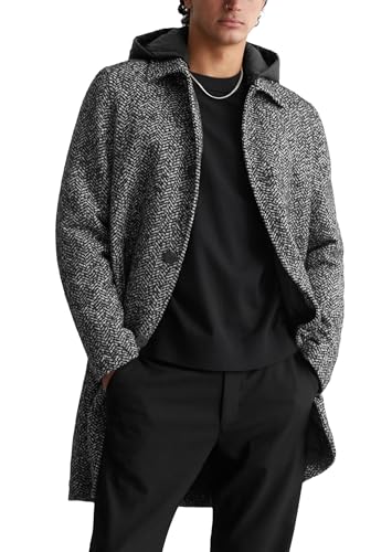 Marc O'Polo Denim Herren Mantel mit abnehmbarer Kapuze elegant, Schwarz (Black Multi 01), L von Marc O'Polo