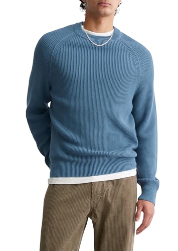 Marc O'Polo Denim Herren Strickpullover aus Bio-Baumwolle mit Rundhalsausschnitt, Blau (Provincial Blue), M von Marc O'Polo