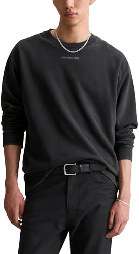 Marc OߴPolo Denim Herren Sweatshirt mit Logo-Print Relaxed Fit, Schwarz (Black), L von Marc O'Polo