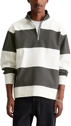 Marc OߴPolo Denim Herren Troyer aus Bio-Baumwolle gestreift, Grau (Dark Grey Multi 01), L von Marc O'Polo