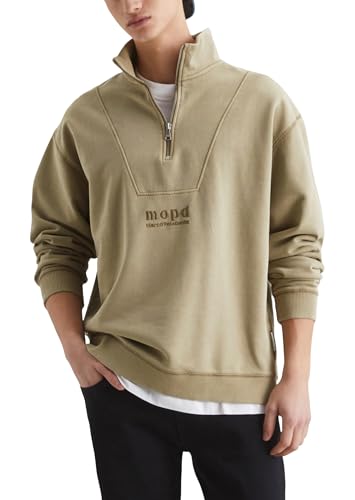 Marc O'Polo Denim Herren Troyer aus Bio-Baumwolle mit Zipper, Grün (Dusky Green), L von Marc O'Polo