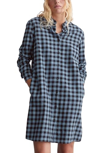 Marc O'Polo Denim Damen Hemdblusenkleid aus Bio-Baumwolle kariert, Grau (Dark Grey Multi 01), XL von Marc O'Polo