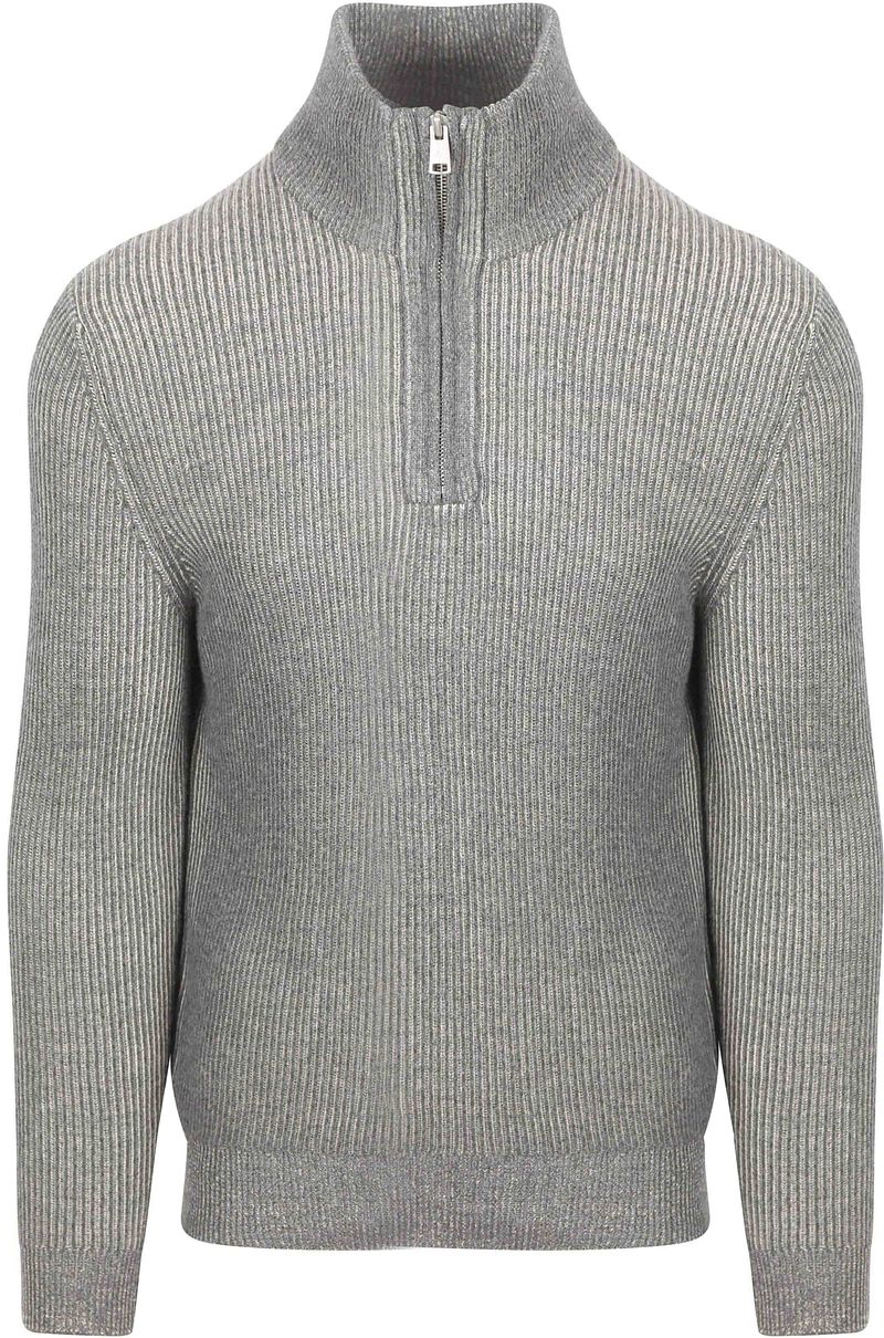 Marc O'Polo Halfzip Rib Grey - Größe M von Marc O'Polo