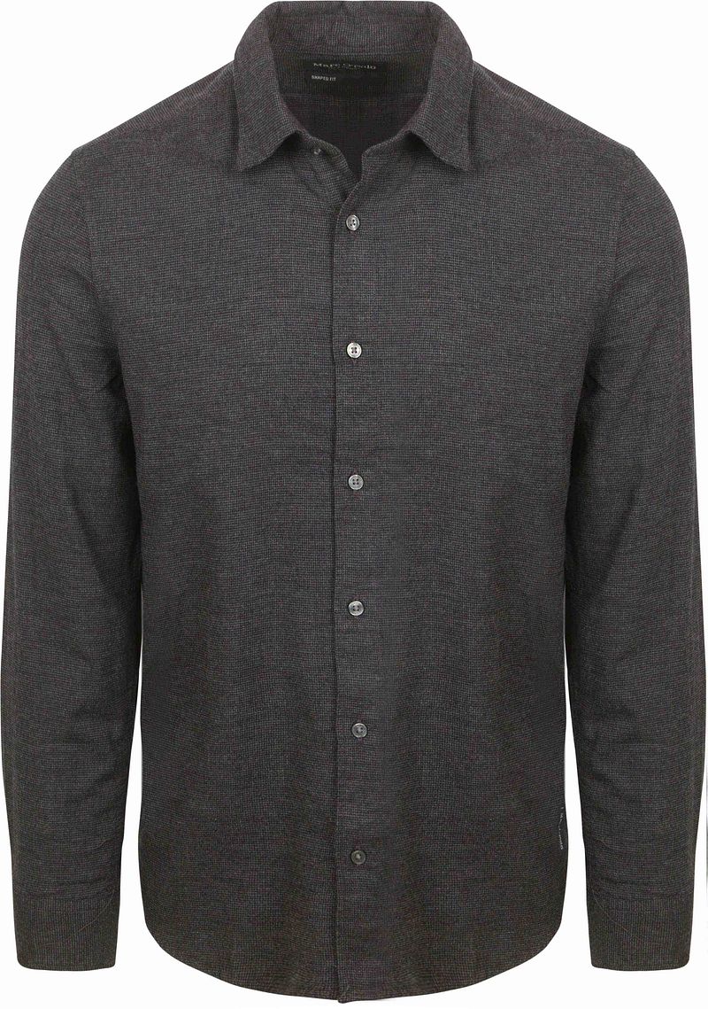 Marc O'Polo Hemd Flanell Druck Anthrazit - Größe L von Marc O'Polo