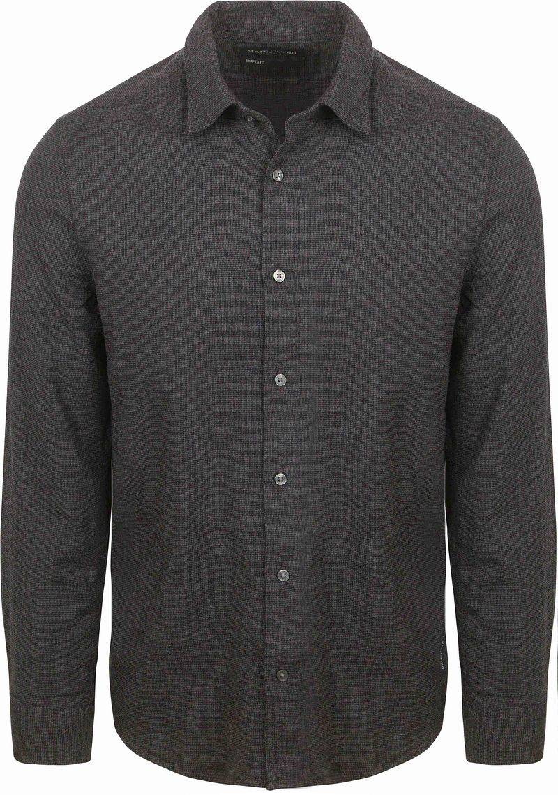 Marc O'Polo Hemd Flanell Druck Anthrazit - Größe M von Marc O'Polo