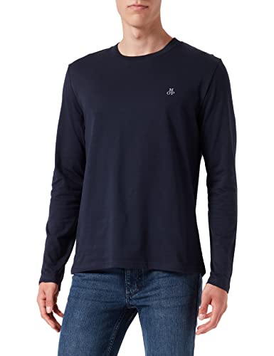Marc O'Polo Herren Langarmshirt aus Bio-Baumwolle mit Rundhalsausschnitt, Blau (Dark Navy), XS Marc O'Polo Herren Langarmshirt aus Bio-Baumwolle mit Rundhalsausschnitt, Blau (Dark Navy), XS von Marc O'Polo