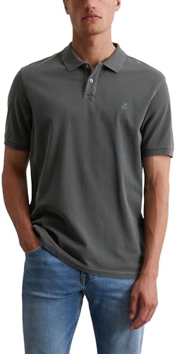 Marc O'Polo Herren Kurzarm-Poloshirt aus Bio-Baumwolle Regular Fit, Grau (Grau), S von Marc O'Polo