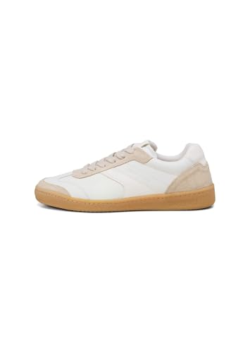 Marc OߴPolo Herren Sneaker flach aus Leder mit Gummilaufsohle, Weiß (White/Sand), 41 Marc OߴPolo Herren Sneaker flach aus Leder mit Gummilaufsohle, Weiß (White/Sand), 41 von Marc O'Polo