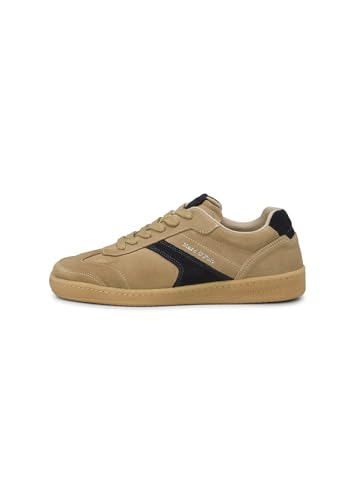 Marc OߴPolo Herren Sneaker flach aus Veloursleder mit Gummilaufsohle, Beige (Dark Cashmere/Navy), 40 von Marc O'Polo