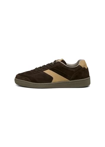 Marc OߴPolo Herren Sneaker flach aus Veloursleder mit Gummilaufsohle, Braun (Dark Earth/Sand), 41 von Marc O'Polo