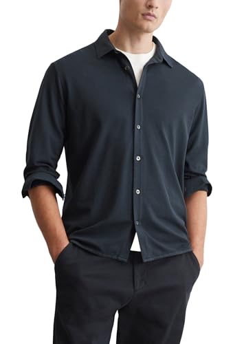 Marc O'Polo Herren Freizeithemd mit Stretch-Anteil Regular Fit, Blau (Dark Navy), XS von Marc O'Polo