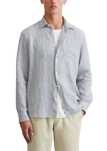 Marc O'Polo Herren Hemd Langarm gestreift, Blau (Multi/Dark Navy), XXL von Marc O'Polo