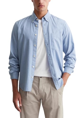 Marc O'Polo Herren Hemd aus Bio-Baumwolle Langarm, Blau (Multi/Homestead Blue), XL von Marc O'Polo