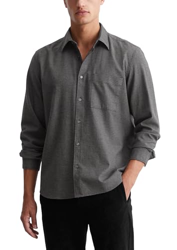 Marc O'Polo Herren Hemd aus Bio-Baumwolle Langarm, Grau (Multi/Castlerock), L von Marc O'Polo