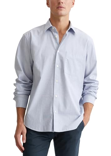 Marc O'Polo Herren Hemd aus Bio-Baumwolle Regular Fit, Blau (Multi/Soft Blue), S von Marc O'Polo