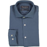 Marc O'Polo Herren Hemd blau Baumwoll-Piqué von Marc O'Polo